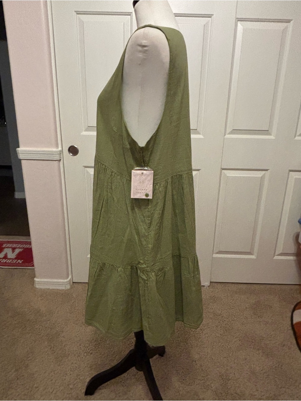 LC Lauren Conrad Olive Green Sleeveless Button-Front Midi Dress NWT - Picture 6 of 15